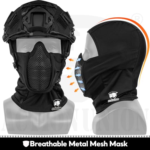 ACTIONUNION Airsoft Helmet and Mask Pro Set Tactical Paintball Helmet and Balaclava Mesh Mask MH Type with Counterweight (Tan, Medium) by ACTIONUNION - Image 5