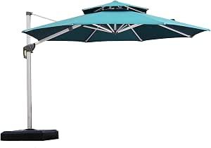 Purple Leaf Cantilever Patio Umbrella 11 FT Double Top, Turquoise Blue