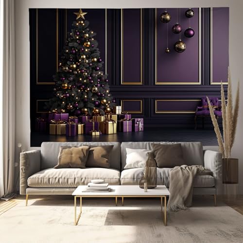 Tapisseries luxe Noël MULERN en tissu suspendu violet de qualité supérieur
