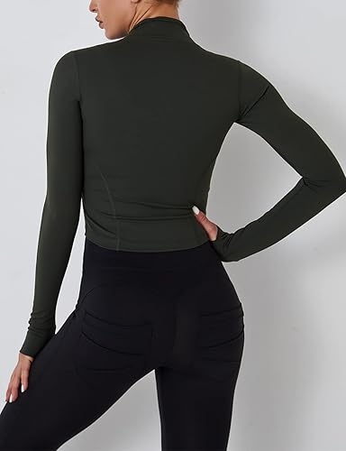 Miniatura 7 de Fenclushy Chaqueta corta y delgada para mujer, con cremallera y agujeros para el pulgar