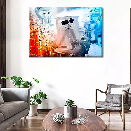 Image of 1 Panels Laboratory Wall Art Chemical Equations and Periodic Table Background Posters & Prints Medical Examination Framed Wall Art Giclee Print Gallery Packaging Artwork Ready to Hang (24 inch Wx36 H)
