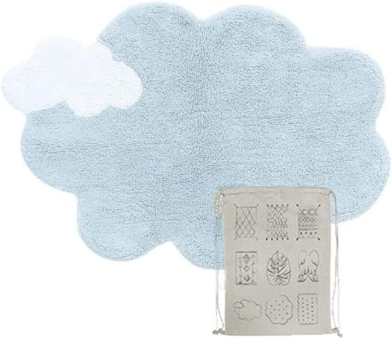 Washable Rug Mini Dream in White/Light Blue