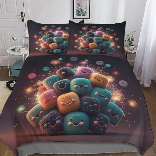 Housse de couette microfibre parure de lit 3D infroissable King