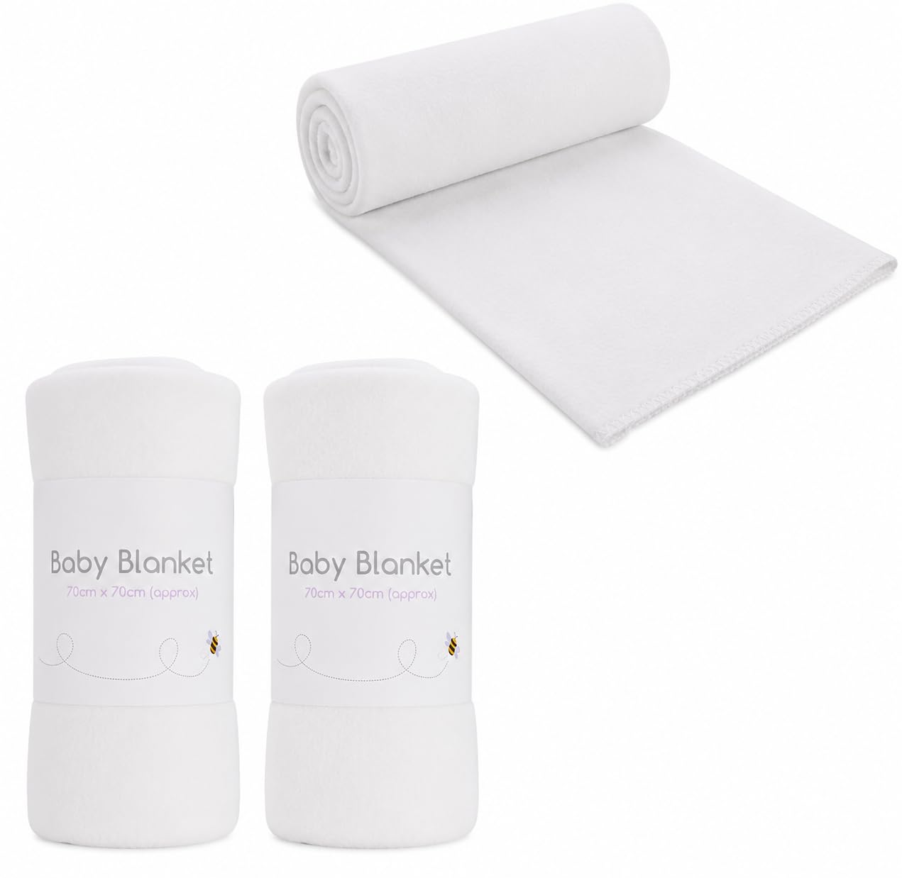 3 Pack Super Soft Baby Fleece Blankets 70 x 70cm for Babies from Newborn Ideal for Cot, Pram, Crib, Car, Moses Basket, Pushchair, Car and General Everyday Use, Pets Also Love Them (Ivory)