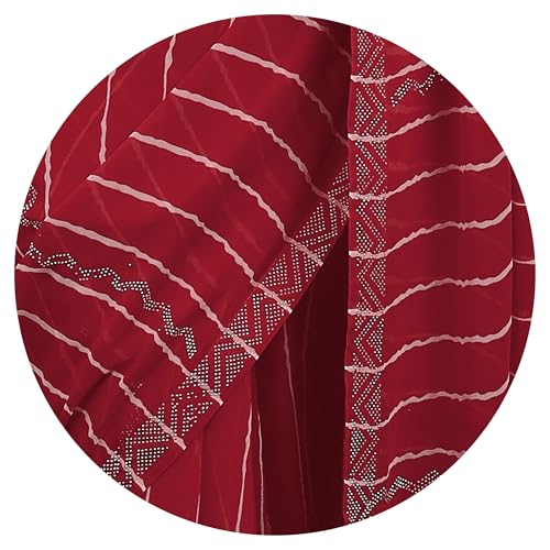 Image of MIRCHI FASHION Saree for Woman Georgette Solid with Satin Stripes | Stone Border Farewell and Ceremonial Sari with Blouse Piece