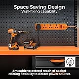 Masterplug Four Socket Extension Lead, 4 Metre Cable, LED Power Indicator, Unswitched, Heavy Duty, Rewireable, Power Strip, Work Power, Permaplug, Orange, 13A, 4G, 4m, EXS1344O - Image 4
