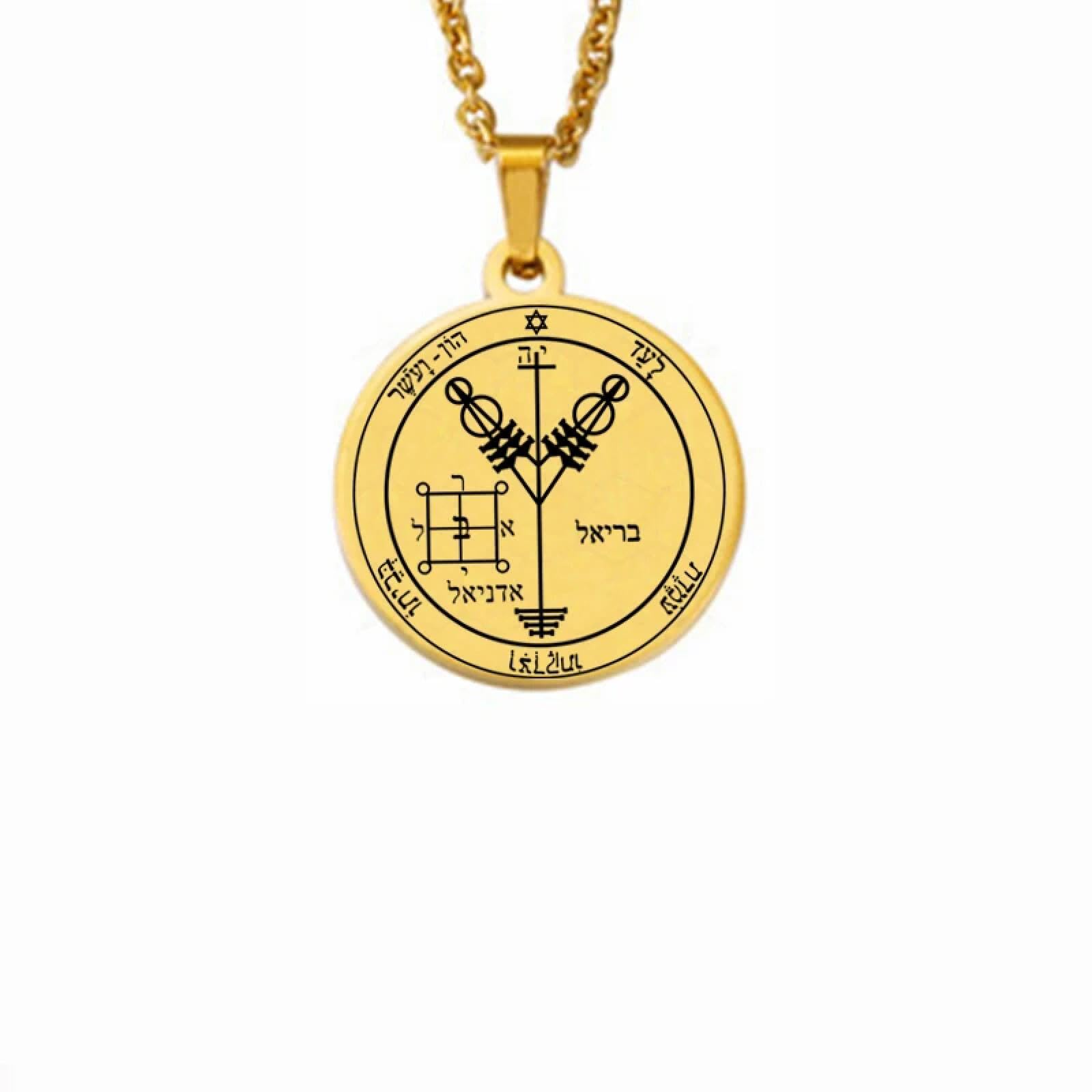 Cfjsdrry Unisex Multiple Colours King Solomon Seal Talisman Amulet Jewelry Prosperity Manifest Love Pentacles Coin Medallion Stainless Steel Pendant Necklace