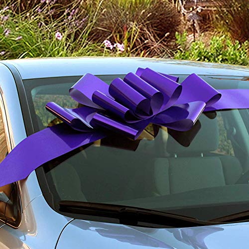 Big Purple Car Bow Ribbon - 25" Wide, Large Gift Decoration, Fully Assembled