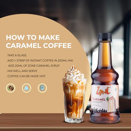 Image of Zone Premium Coffee Syrup Combo of 3 (300 ml x 3) - Caramel, Vanilla & Hazelnut Flavoured Syrups | Non-Alcoholic Cafe Style Syrup for Hot & Cold Coffee, Mocktails, Milkshakes, Desserts & Beverages | Ideal for Cafes, Restaurants, Cloud Kitchens & Home Use