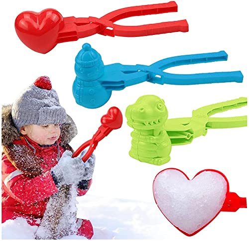 ZKB 3 Stück Herz Schneeballzange,Schneeball Clip, Herz Schneeball Maker Winter Schneeball Form Spielzeug Kunststoff Herzförmigen Schneeball Clip für Kinder im Freien Spielen Schnee, Schneeball Cover
