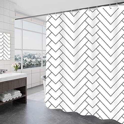 Tennove Shower Curtain 240 x 200cm Geometric Thick Polyester Fabric