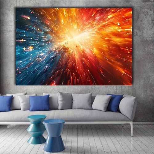 Affiche d'art abstrait coloré 60x90cm avec cadre orange pour chambre de garçon - 2