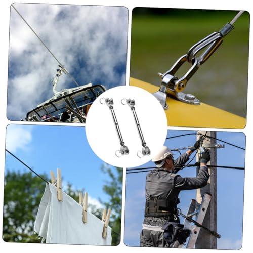 LIFKOME 2 piezas Tensores para cables con quijada de acero inoxidable para ajuste pesado de cables para uso industrial y náutico resistente a la corrosión miniatura 7