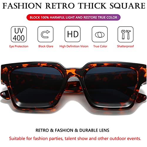 Image of AIEYEZO Square Sunglasses for Women Men Square Thick Frame Sun Glasses Simple Designer Style Shades
