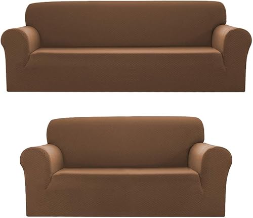 Miniatura 8 de Sapphire Home Juego de fundas de sofá y sofá biplaza de 2 piezas, ajuste elástico, sin arrugas, protector de muebles, fundas de sofá para sala