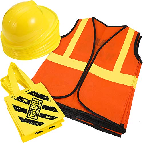 SATINIOR 24 Pcs Construction Dress up Supplies Kids Costume Including Tote Bag Vest Construction Hat for Kids Age 3-8