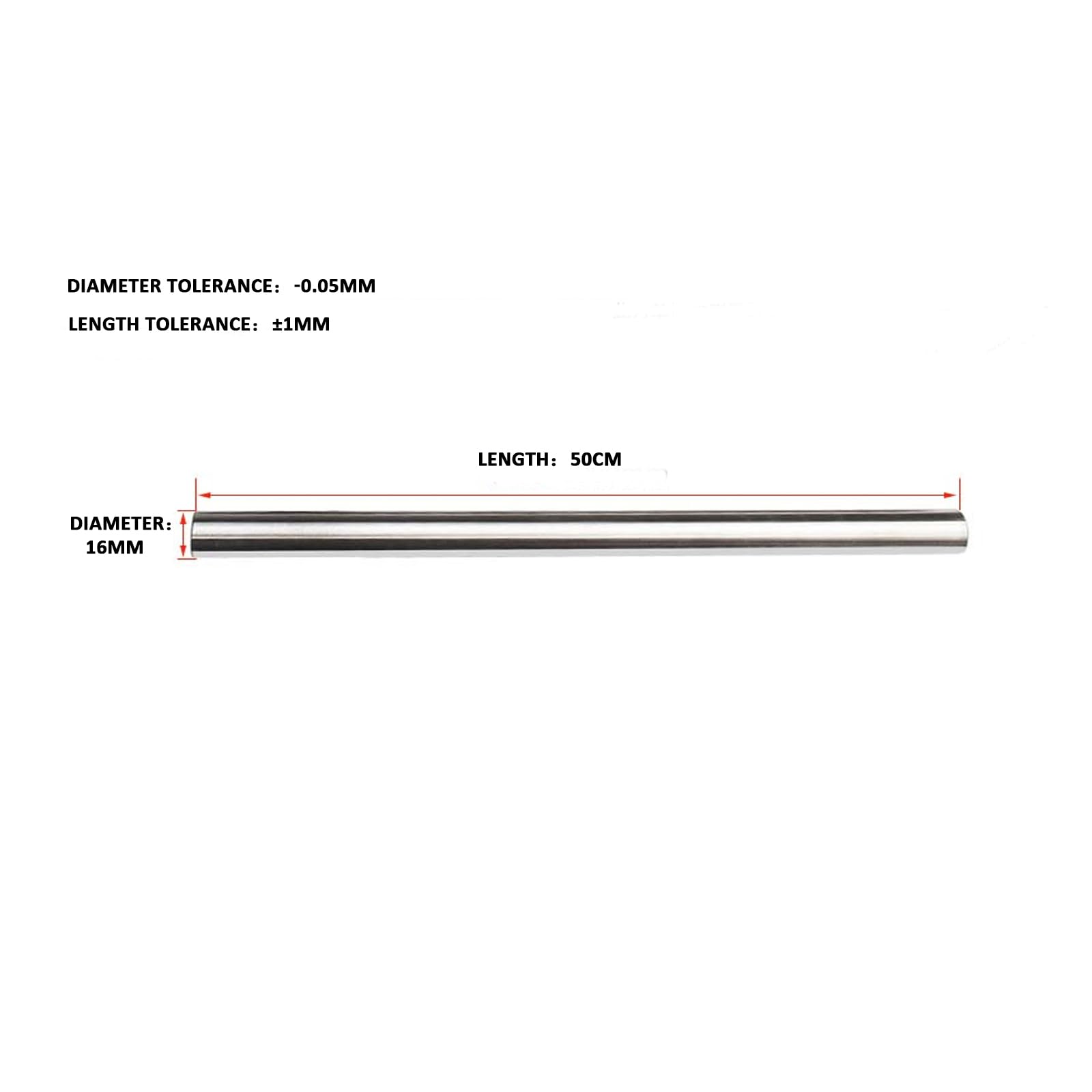 Tondo in acciaio Barra tonda solida in acciaio inossidabile 304, lunghezza 50 cm, diametro 16-20 mm, confezione da 2 for fai da te(16mm)