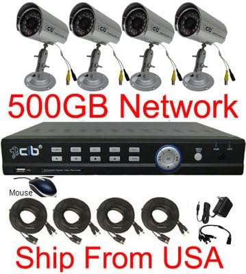 CIB K808AV500G8753-4 8CH Network Security Surveillance KIT w/ Four CCD Camera...