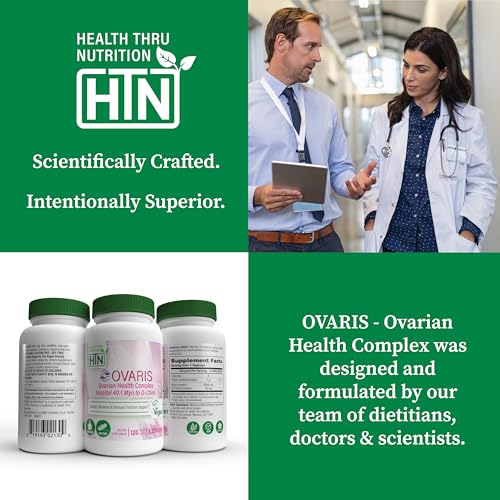 Image of Health Thru Nutrition OVARIS | Ovarian Health Complex | Inositol 40:1 Myo to D-Chiro | Hormonal & Ovary Function Support | Vitamin B8 Supplement for Women | Certified Vegan Non-GMO | Pack of 120