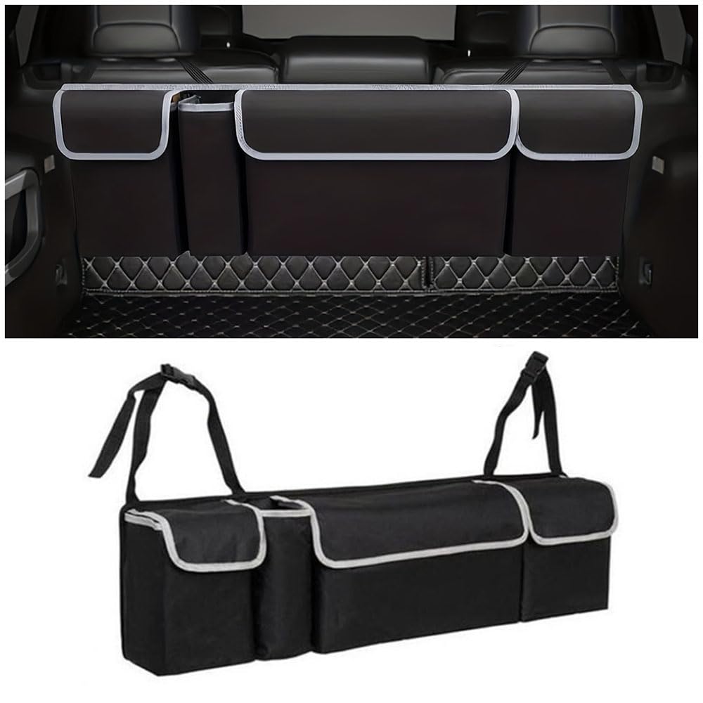 WACDXST car trunk storage bag, for Audi Q4 Sportback e-tron SUV 2021-2023 Boot Tidy Box Foldable Durable Adjustable Storage Tidying Bag Interior Declutter Accessories