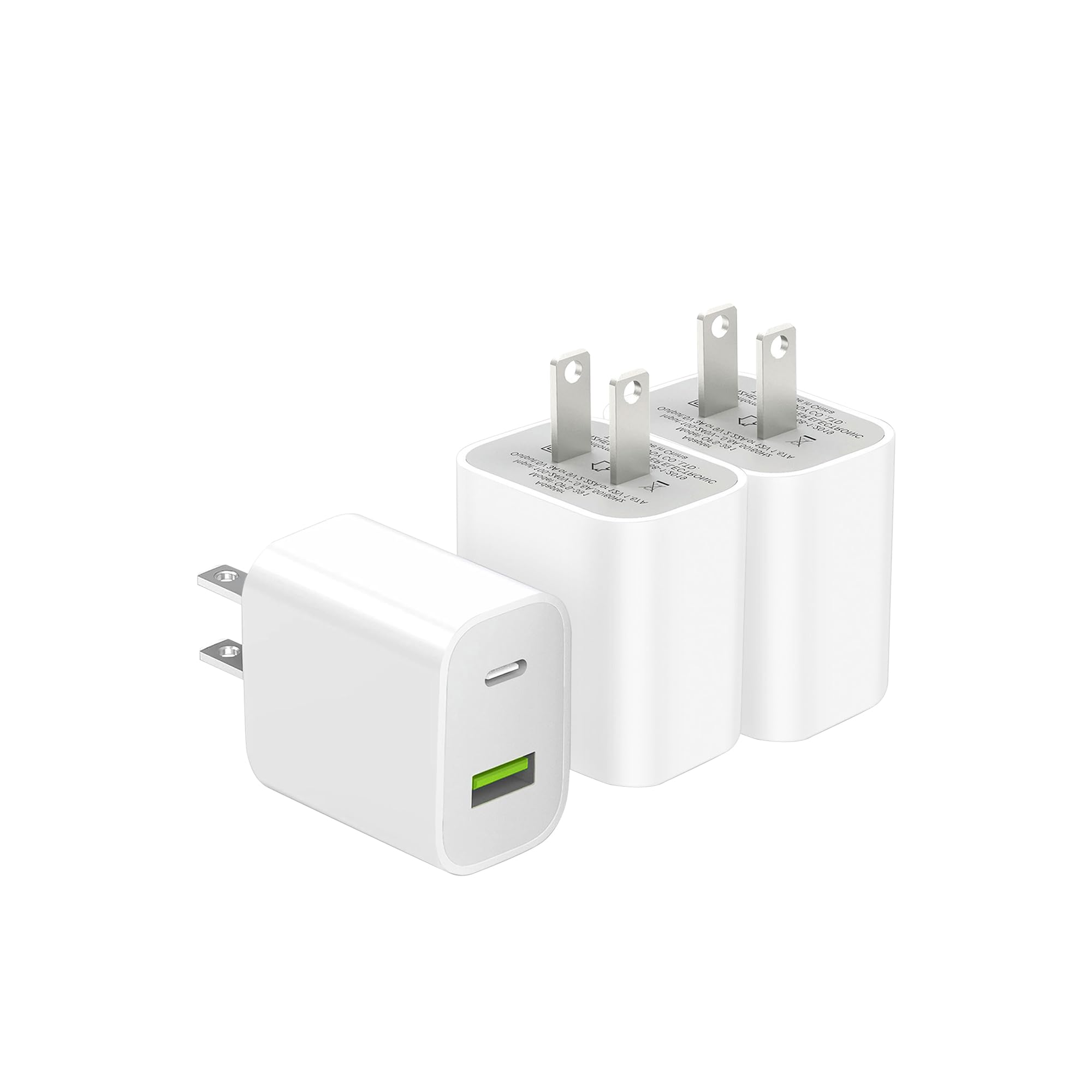 Paquete de 3 bloques de carga USB C, cargador de pared tipo C de doble puerto de carga rápida de 20 W, cubo adaptador de corriente para iPhone 14/14 Pro/14 Pro Max/14 Plus/13/12/11, XS/XR/X, iPad