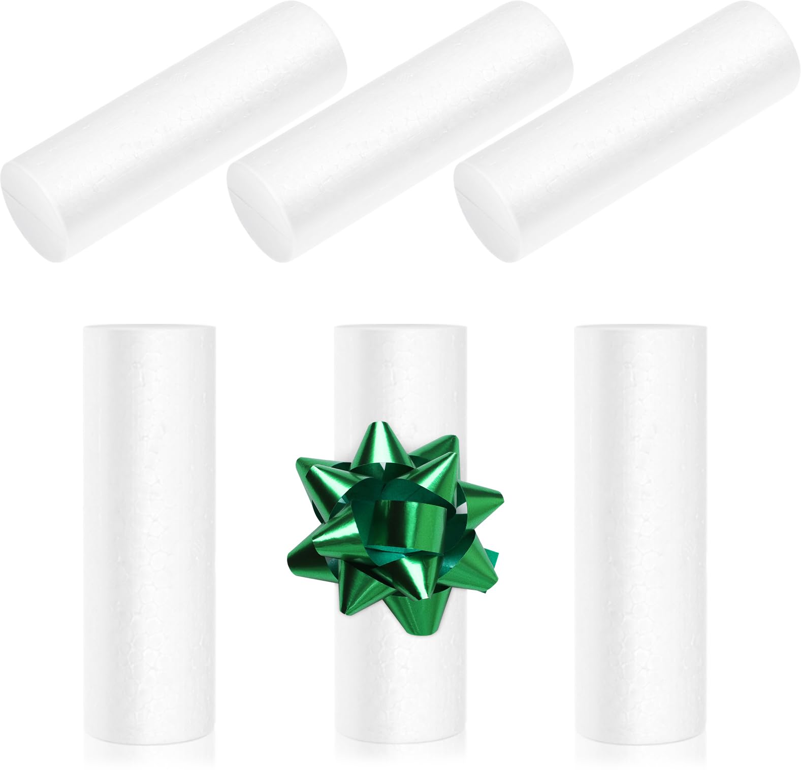Hemobllo 6pcs Christmas Foam Cylinder Ornaments 12.5 X 3.5 Inches-White Foam Tubes for DIY Crafts, Decorative Modeling, Carving Painting Arts Supplies