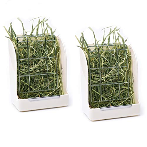 CalPalmy (Upgraded 2-Pack) Hay Feeder/Rack - Ideal for Rabbit/Chinchilla/Guinea Pig - Keeps Grass