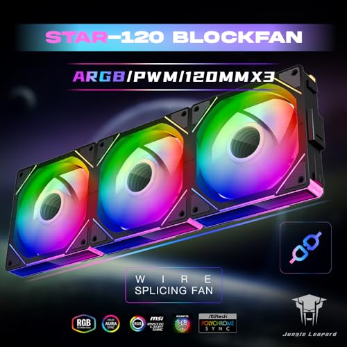 Image of Interstellar V1 120mm Case Fan, Infinity Mirror Module Daisy-Chain 5V ARGB PWM PC Fan Triple Pack Suitable for Computer Case & CPU Cooling(Black-3 Pack)