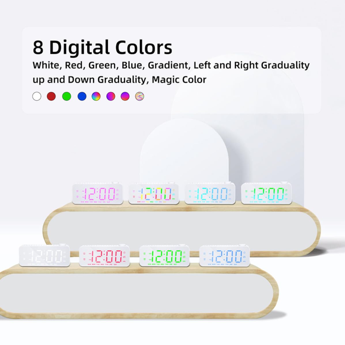 Reloj Despertador Digital Grande LED Blanco de Plástico para Dormitorio