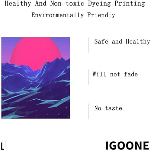 Miniatura 5 de IGOONE 4 paneles de pinturas en lienzo  polígono retro vaporwave atardecer montañas abstractas  Arte de pared moderno pósteres enmarcados listos