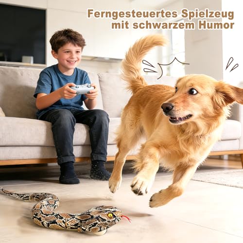 Ferngesteuerte Schlange, 64cm RC Ferngesteuert Pythonschlange, Schlange Spielzeug Elektrisch Land und im Wasser mit 5 km/h, Remote Snake Wasserdicht Poolspielzeug, Wasserspielzeug für Kinder(Gelb)
