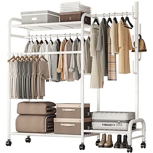 BXSUKEYOU Barra para ropa Storastand con zapatero, estante organizador, soporte para exhibición de prendas, barra para ropa, capacidad de carga de 100 kg/a/130 * 37 * 165cm