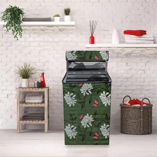 Image of The Furnishing Tree PVC Washing Machine Cover Fully Automatic Suitable for Whirlpool 7.5 kg Top Load 360 Degree Bloomwash Pro 7.5 Green Color