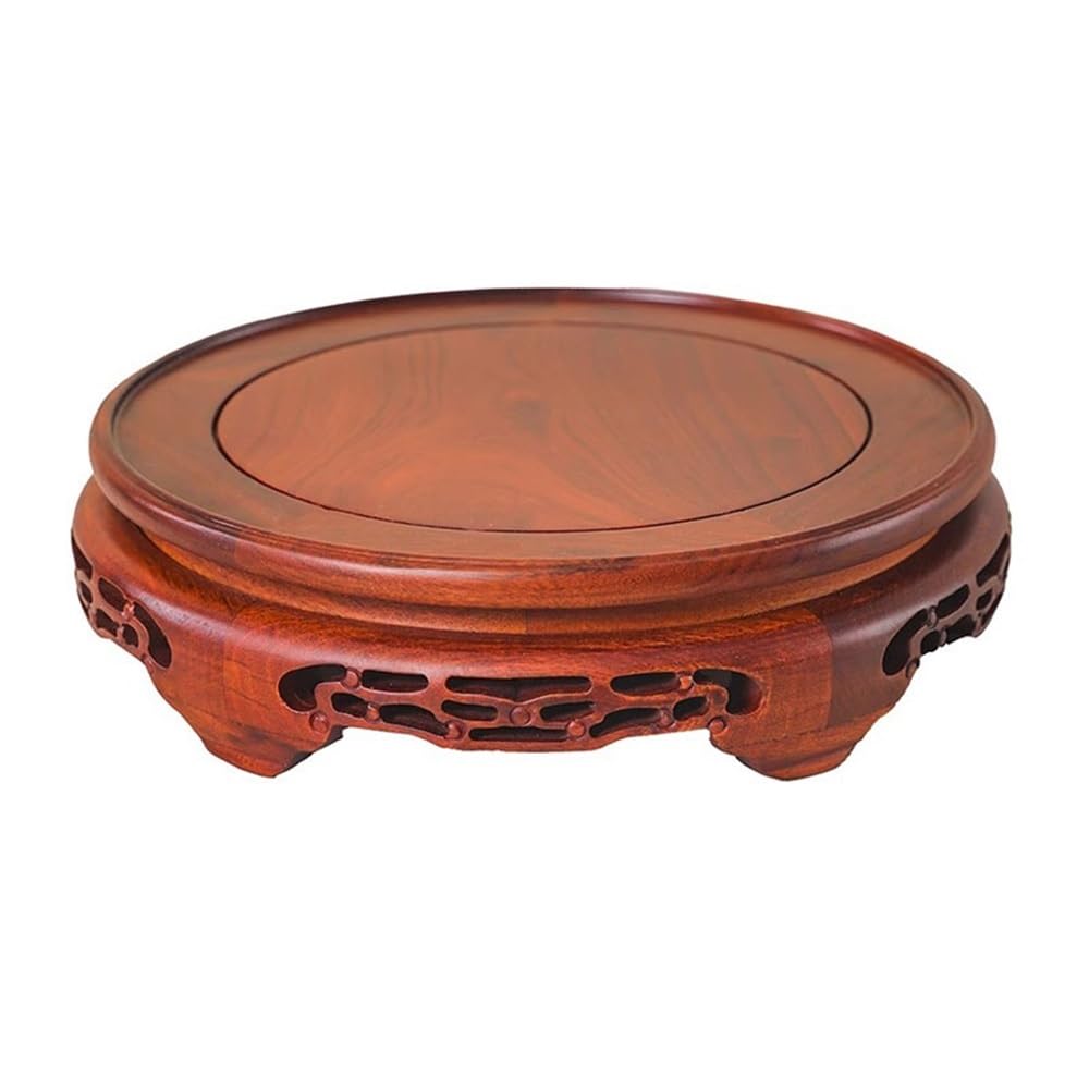 F4j5L7g2 Display Stand Base Rotatable Round Sour Branch Wood Display Stand Base, for Bonsai Vase Fishbowl Teapots(Large)