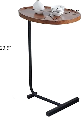 Miniatura 7 de 2 mesas auxiliares en forma de C, mesas auxiliares pequeñas para sala de estar, mesita de noche moderna para dormitorio (blanco)