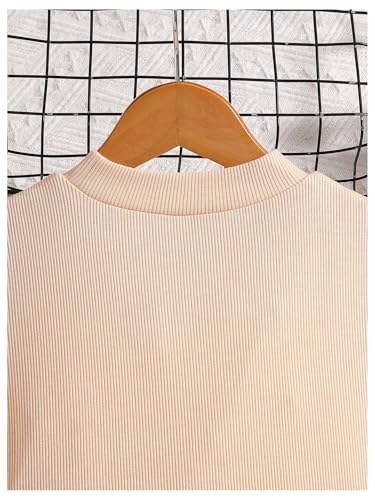Image of Floerns Girl's 2 Piece Outfit Heart Mesh Puff Long Sleeve Top A Line Bow Short Skirt Set Khaki Multi 10Y