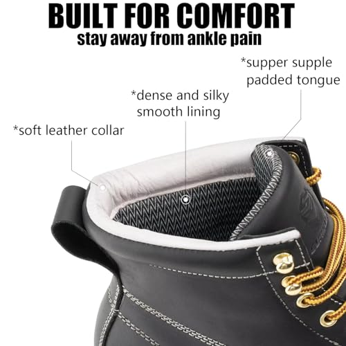 SUREWAY 6” Wedge Moc Toe Work Boots for Men - Soft Toe, Premium Full-Grain Leather, Lightweight Work Boots/Shoes, Comfort Insole, Superior Oil/Slip Resistant, Real Goodyear, EH Rated Industrial3