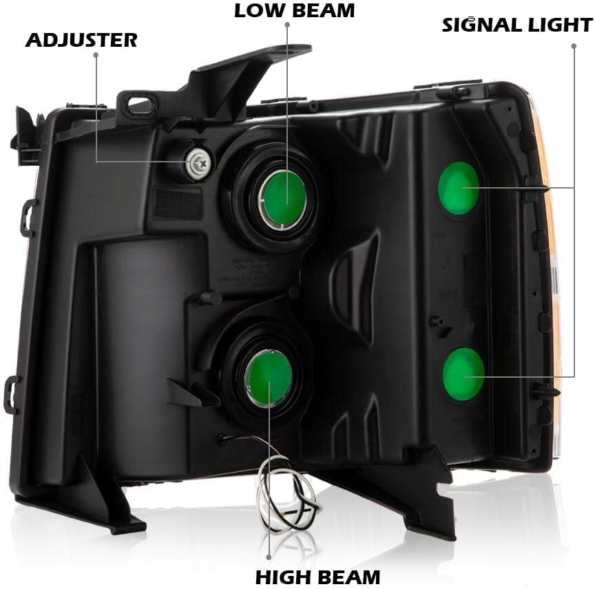 PIT66 LED Point Headlight Assembly Compatible with 2007-2013 Chevy Silverado (for 2500HD/3500HD, fit 2007 New Body & 2014 Old Body Style) Headlamps Clear Lens Clear Housing Amber Corner
