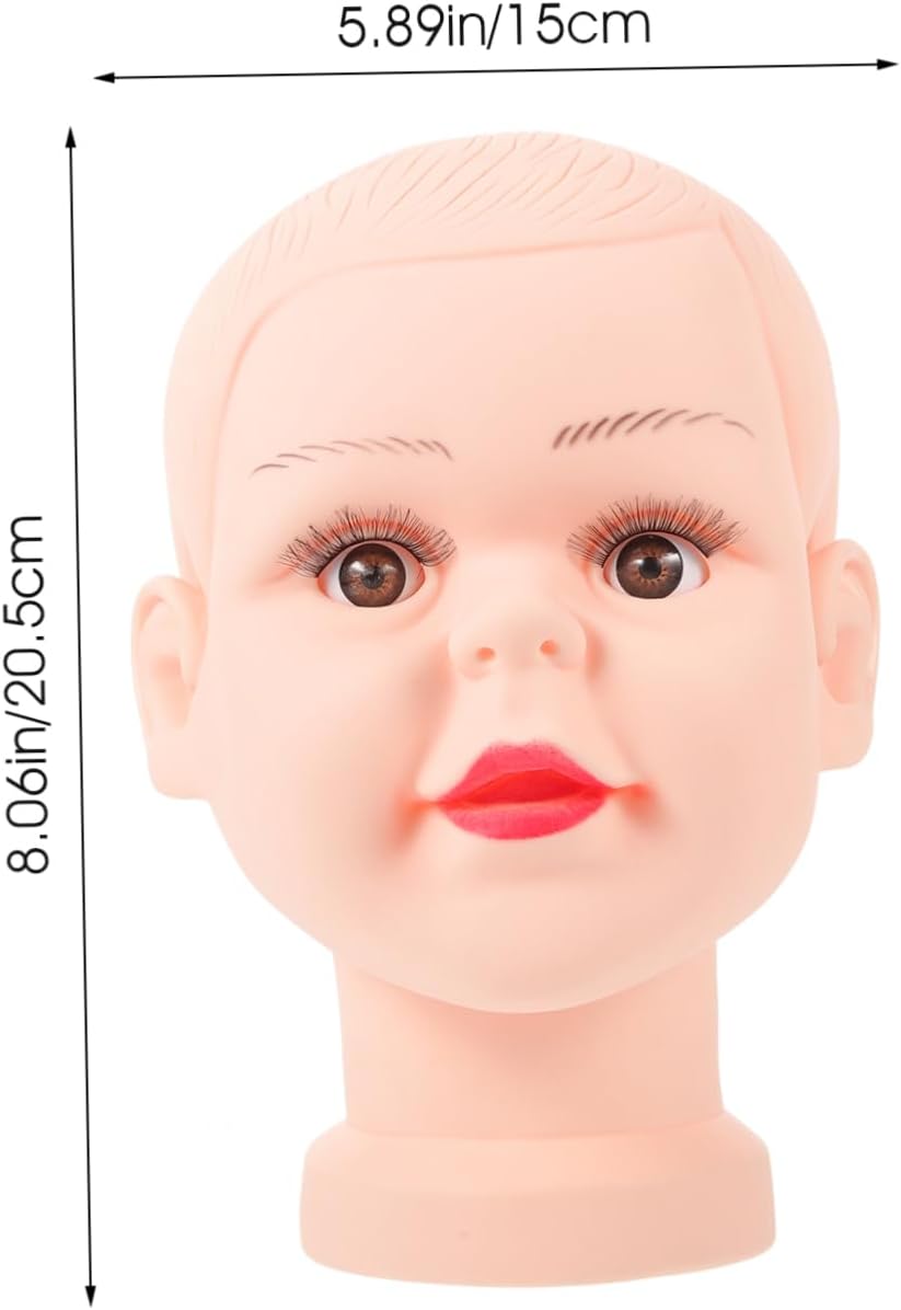 MERRYHAPY 18.5 Inch Children Mannequin Head with Hair Texture and Secure Table Holder for Displaying Wigs Hats Scarves Jewelry and Makeup Practice