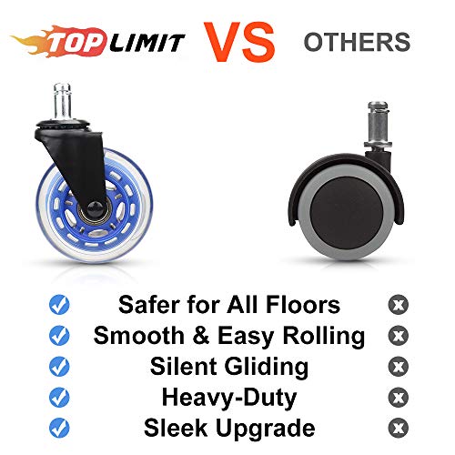 Office Chair Caster Replacement Wheel For Hardwood Floor And Carpet, Heavy Duty Universal Floor Safe Caster Set Of 5,Rubber Wheels Office Chair To Replace Office Chair Mats,Fits 98% Chairs #TOP3