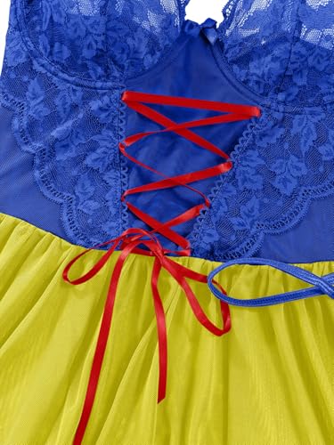 Image of Lilosy Sexy Garter Belt Mesh Lace Babydoll Lingerie Dress Set with Thong