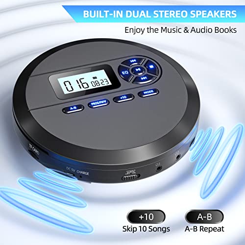 Desobry MP111 Cd Player Portable, Desobry Portable Cd Player With Speakers & Fm Transmitter, Compact Cd Player For Car Built-In 2000Mah Rechargeable Battery thumb #1