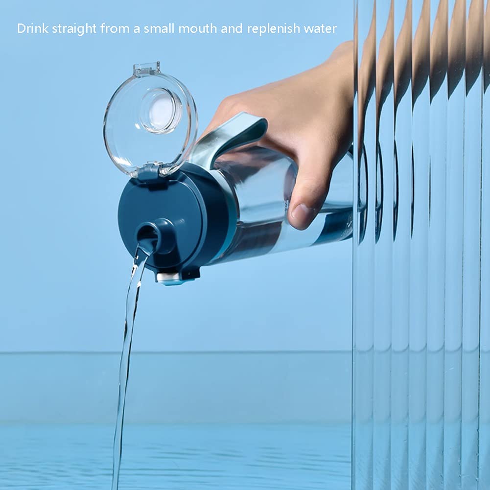 Sportflasche, Sportflasche, Wasserflasche, Kunststoff, mit Klappdeckel, abnehmbares Sieb für Outdoor-Sport, Büro, Laufen, Wasserflaschen (Farbe : Blau 1) (Blau)