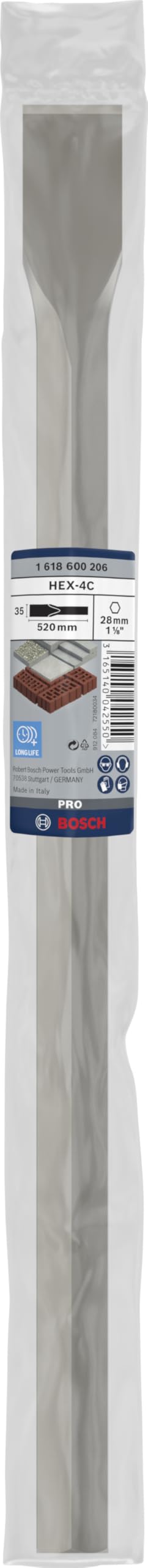 Bosch 1x Burin plat PRO Hex 28-4C (pour Béton, Brique, Ø mm, Professional Accessoire Brise-béton)