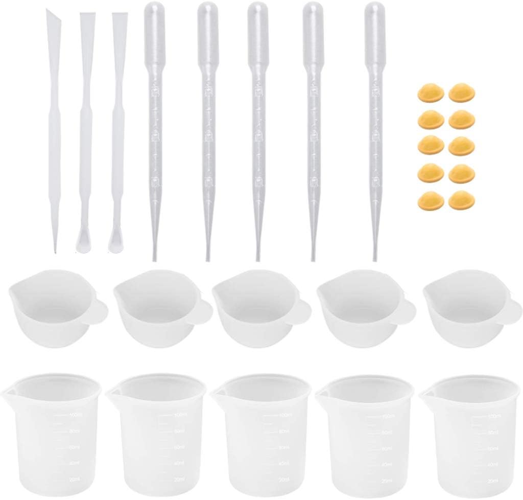 Kuvuiuee Silicone Mould Silicone Mixing Cup Mold Material Tool Set Spoon Finger Cover for Epoxy Casting Mold Jewellery Craft Making