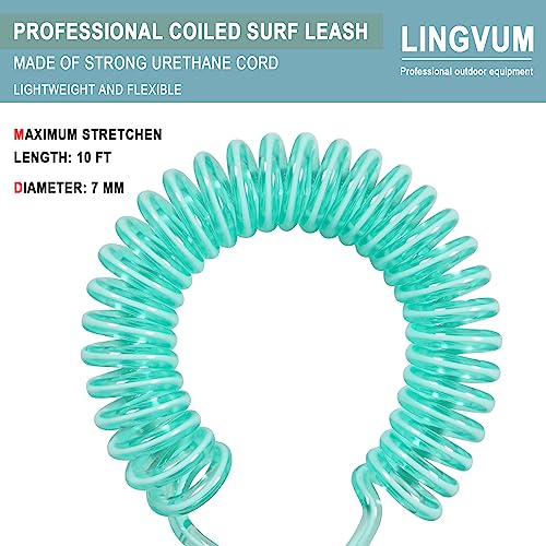 Lingvum SURF LEASH-GW Coiled Sup Leash Premium Stand Up Paddle Board Leg Rope Wrist Strap Surfboard Leash thumb #1