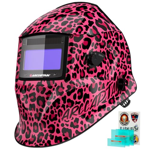 Image of ARCCAPTAIN Welding Helmet Auto Darkening, 1 /1 /1 /1 True Color Welding Hood, 4 Arc Sensor 1 /25000s Response Time Solar Powered Weld Hood Helmet, Leopard