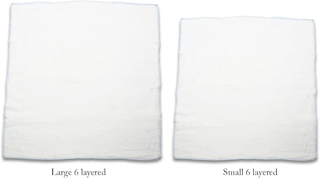 LeakMaster Adult Cloth Diapers Muslin Weave 100% Cotton Flat Cloth Diapers - Use with Pins or Fasteners - Very Absorbent - Size 2,6 Layers Thick -44x44 in.