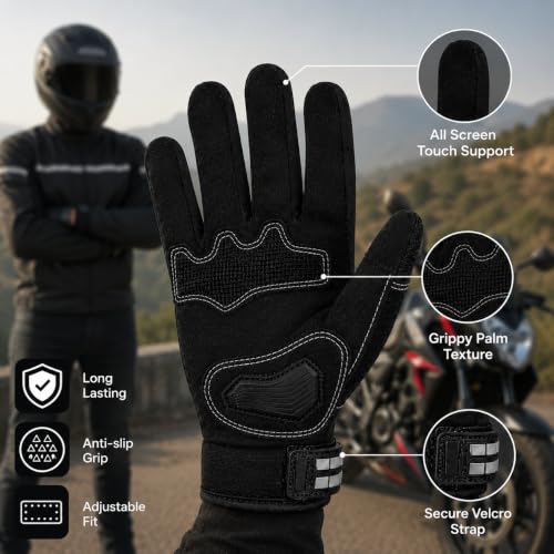 Image of BADOWL Hexa Bike Riding Gloves - Full Knuckle Protection, Anti-Slip