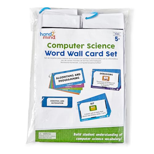 hand2mind Computer Science Word Wall Card Set, Computer Programming for Kids, Coding and Robotics, STEM Activities for Classroom, Technology for Kids, Elementary Science Bulletin Board Decor
